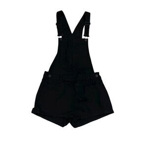 PACSUN Y2K Black Bib Denim Jean Short overalls coveralls sz 25